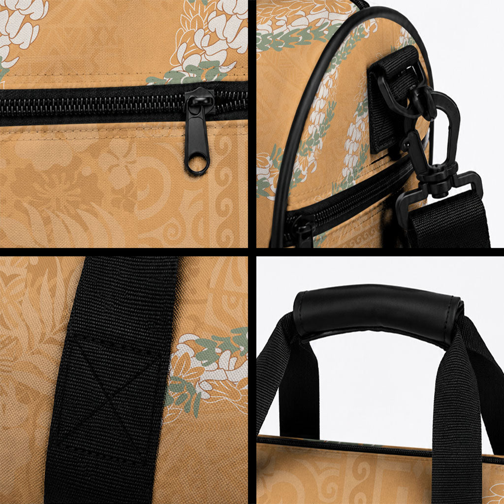Aloha Pakalana and Puakenikeni Lei Duffle Bag Gold Hawaiian Pattern LT9 - Polynesian Pride