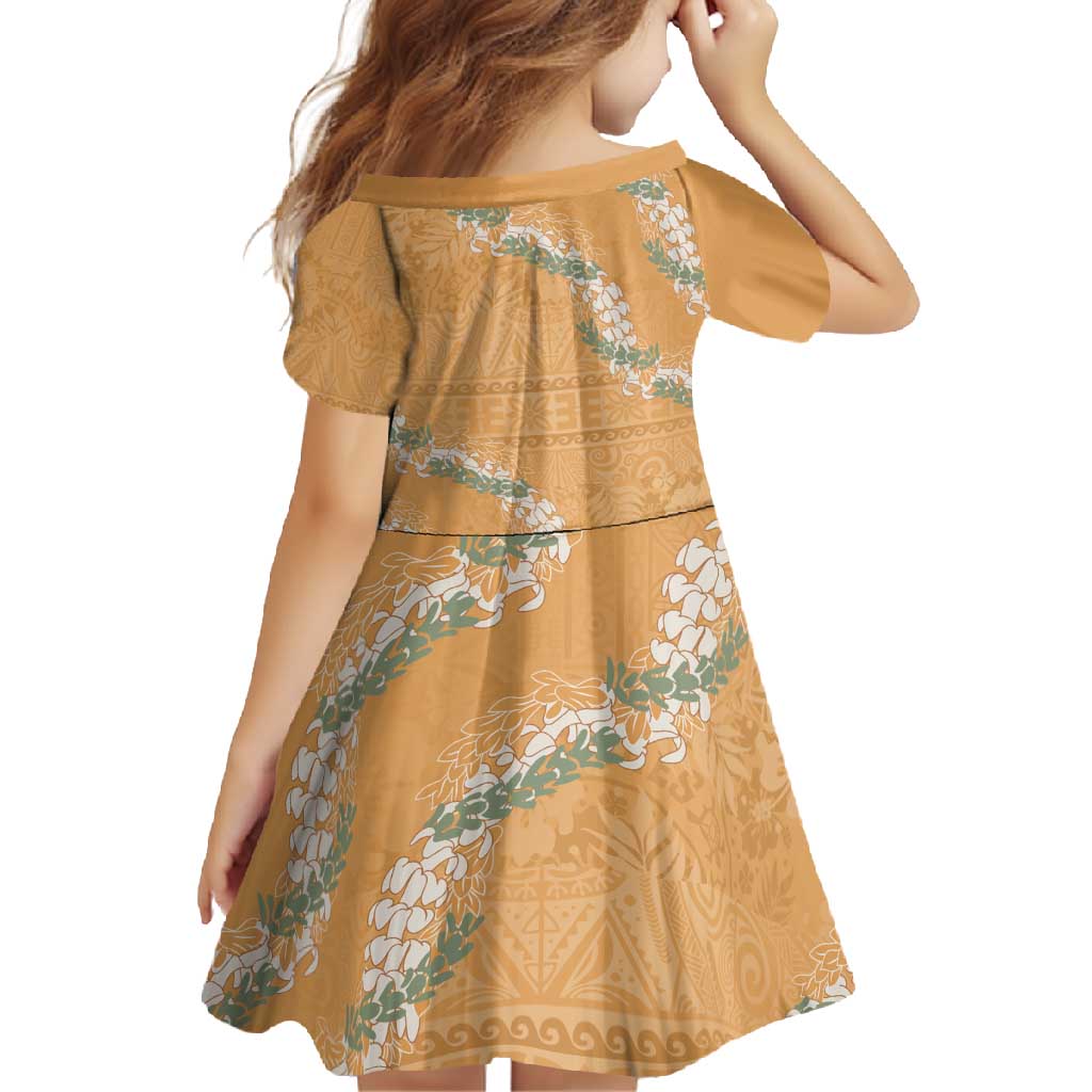 Aloha Pakalana and Puakenikeni Lei Family Matching Long Sleeve Bodycon Dress and Hawaiian Shirt Gold Hawaiian Pattern LT9 - Polynesian Pride