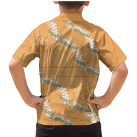 Aloha Pakalana and Puakenikeni Lei Family Matching Mermaid Dress and Hawaiian Shirt Gold Hawaiian Pattern LT9 - Polynesian Pride