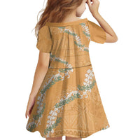Aloha Pakalana and Puakenikeni Lei Family Matching Mermaid Dress and Hawaiian Shirt Gold Hawaiian Pattern LT9 - Polynesian Pride