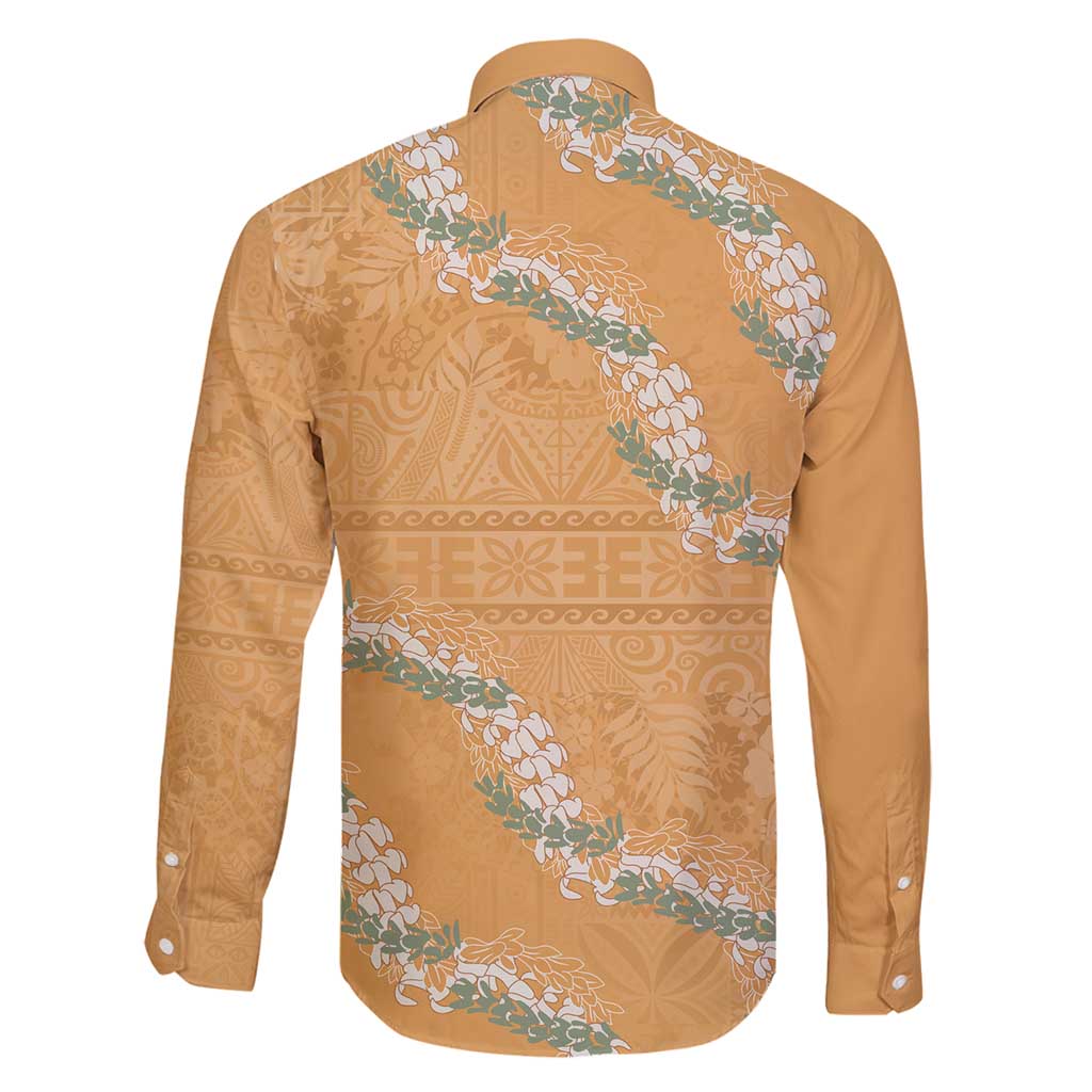 Aloha Pakalana and Puakenikeni Lei Family Matching Off Shoulder Maxi Dress and Hawaiian Shirt Gold Hawaiian Pattern LT9 - Polynesian Pride