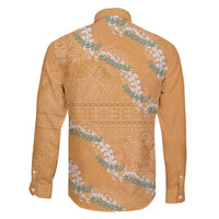 Aloha Pakalana and Puakenikeni Lei Family Matching Off Shoulder Maxi Dress and Hawaiian Shirt Gold Hawaiian Pattern LT9 - Polynesian Pride