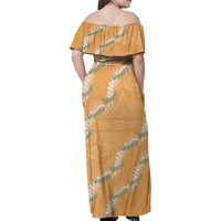 Aloha Pakalana and Puakenikeni Lei Family Matching Off Shoulder Maxi Dress and Hawaiian Shirt Gold Hawaiian Pattern LT9 - Polynesian Pride