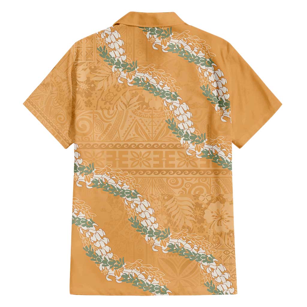 Aloha Pakalana and Puakenikeni Lei Family Matching Tank Maxi Dress and Hawaiian Shirt Gold Hawaiian Pattern LT9 - Polynesian Pride