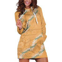 Aloha Pakalana and Puakenikeni Lei Hoodie Dress Gold Hawaiian Pattern LT9 Gold - Polynesian Pride