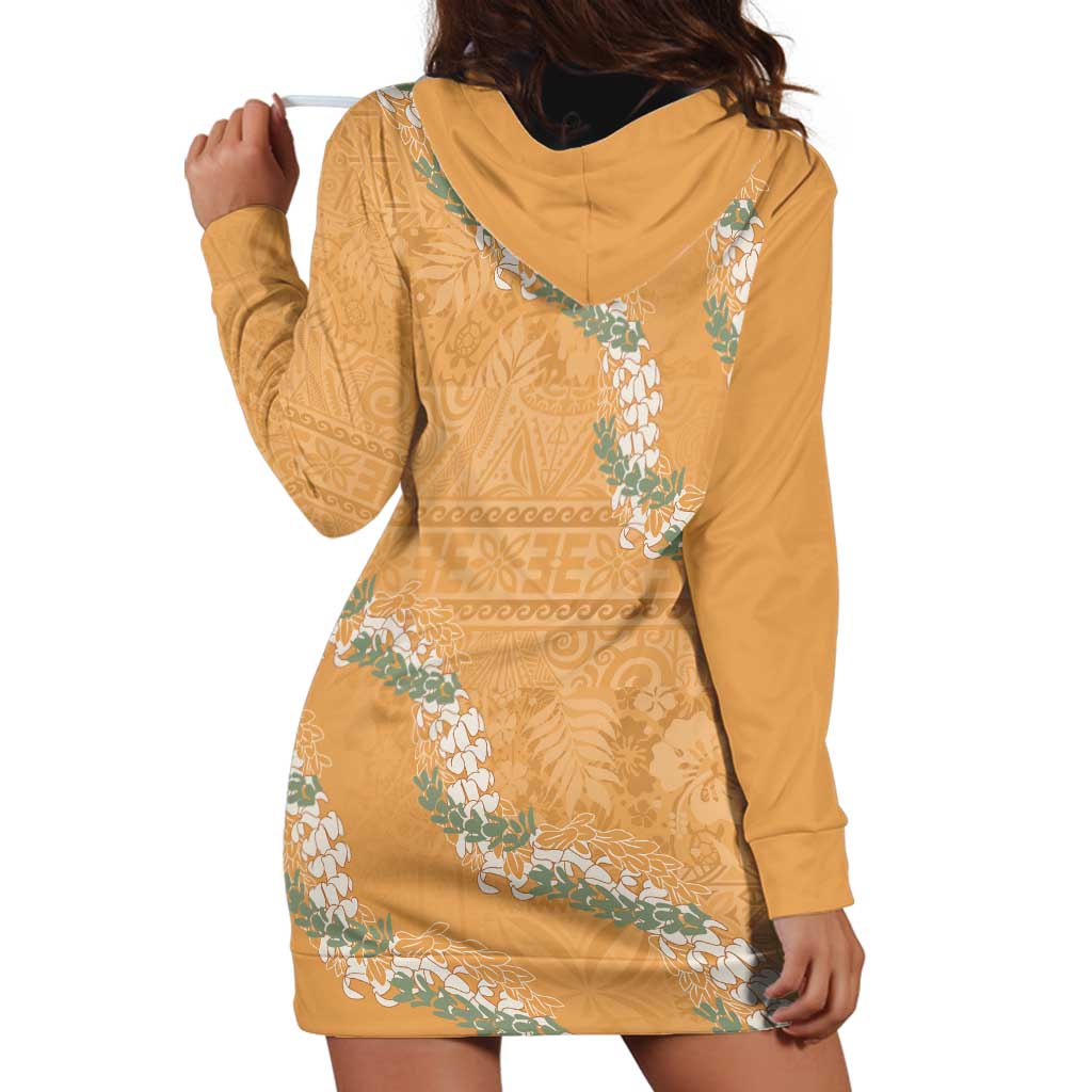 Aloha Pakalana and Puakenikeni Lei Hoodie Dress Gold Hawaiian Pattern LT9 - Polynesian Pride