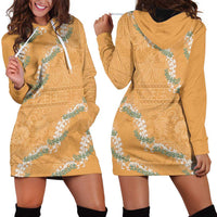 Aloha Pakalana and Puakenikeni Lei Hoodie Dress Gold Hawaiian Pattern LT9 - Polynesian Pride