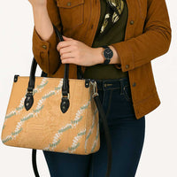 Aloha Pakalana and Puakenikeni Lei Leather Bag Gold Hawaiian Pattern - Polynesian Pride