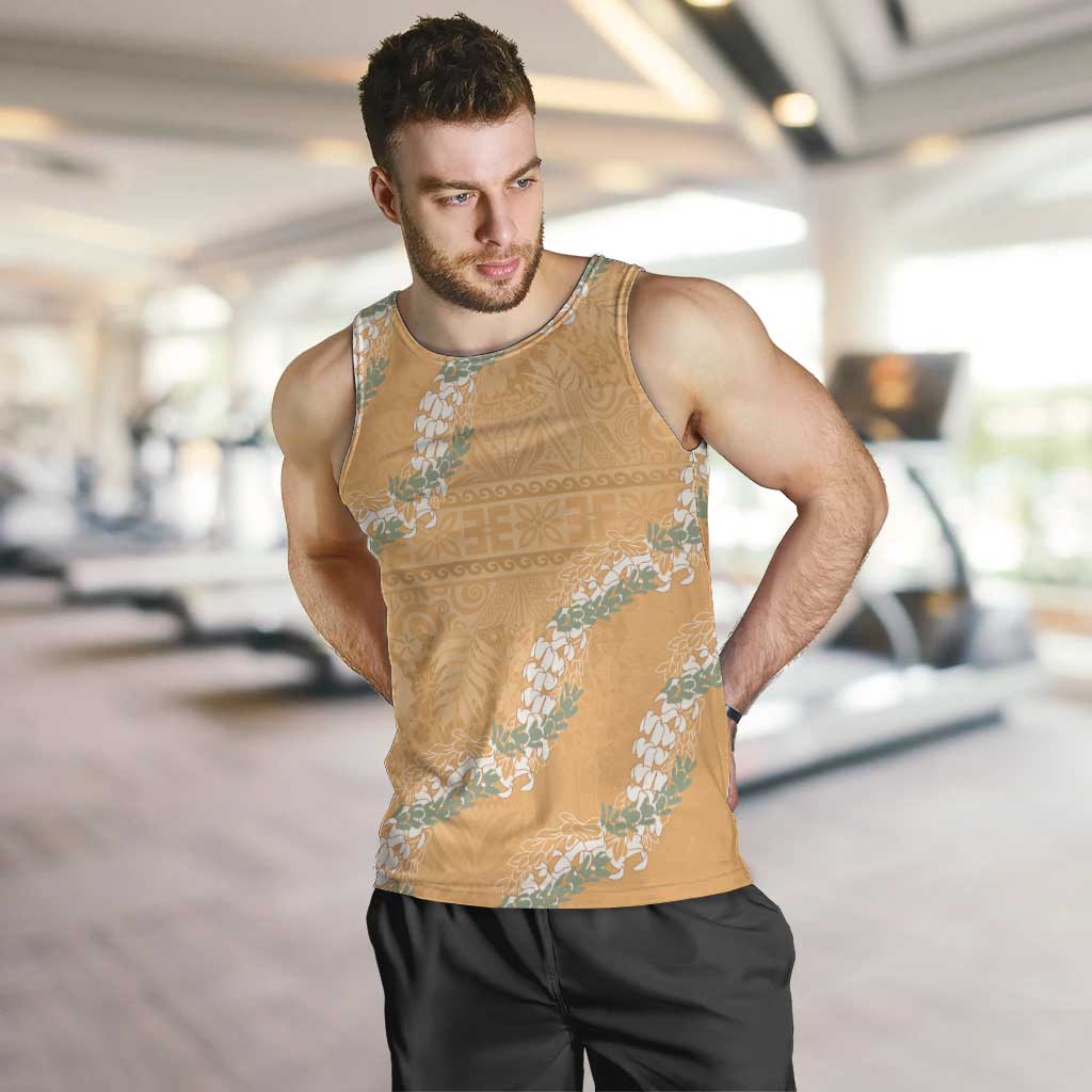 Aloha Pakalana and Puakenikeni Lei Men Tank Top Gold Hawaiian Pattern