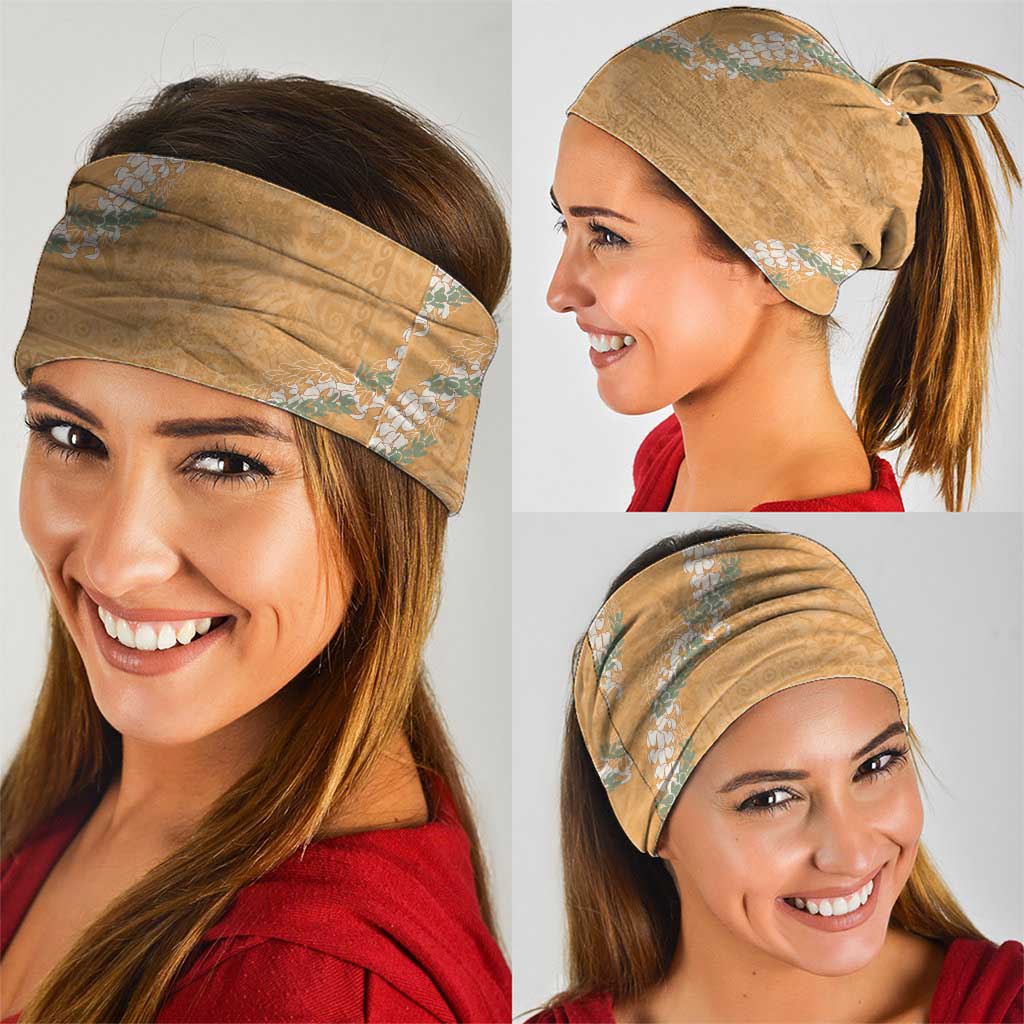 Aloha Pakalana and Puakenikeni Lei Neck Gaiter Gold Hawaiian Pattern - Polynesian Pride