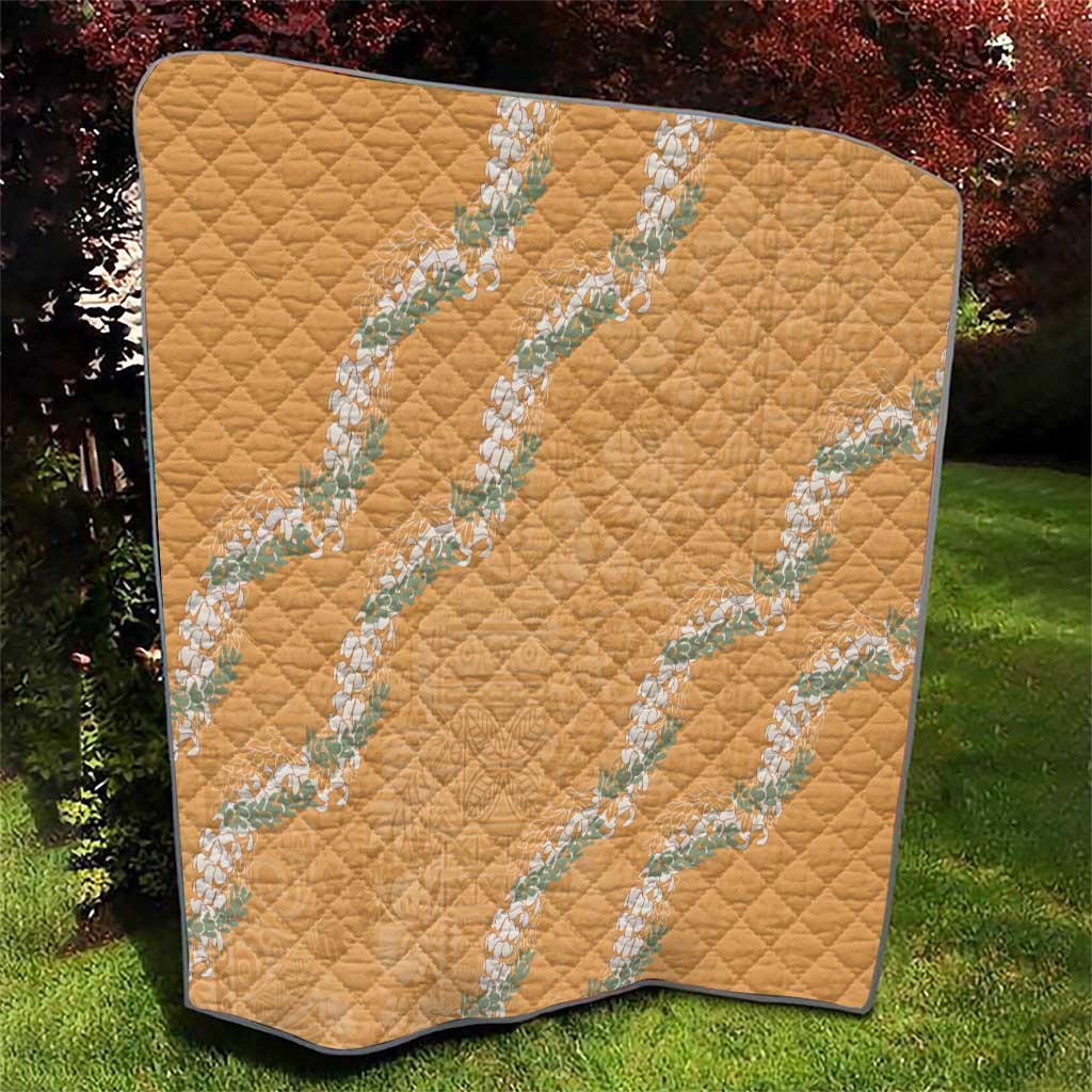 Aloha Pakalana and Puakenikeni Lei Quilt Gold Hawaiian Pattern