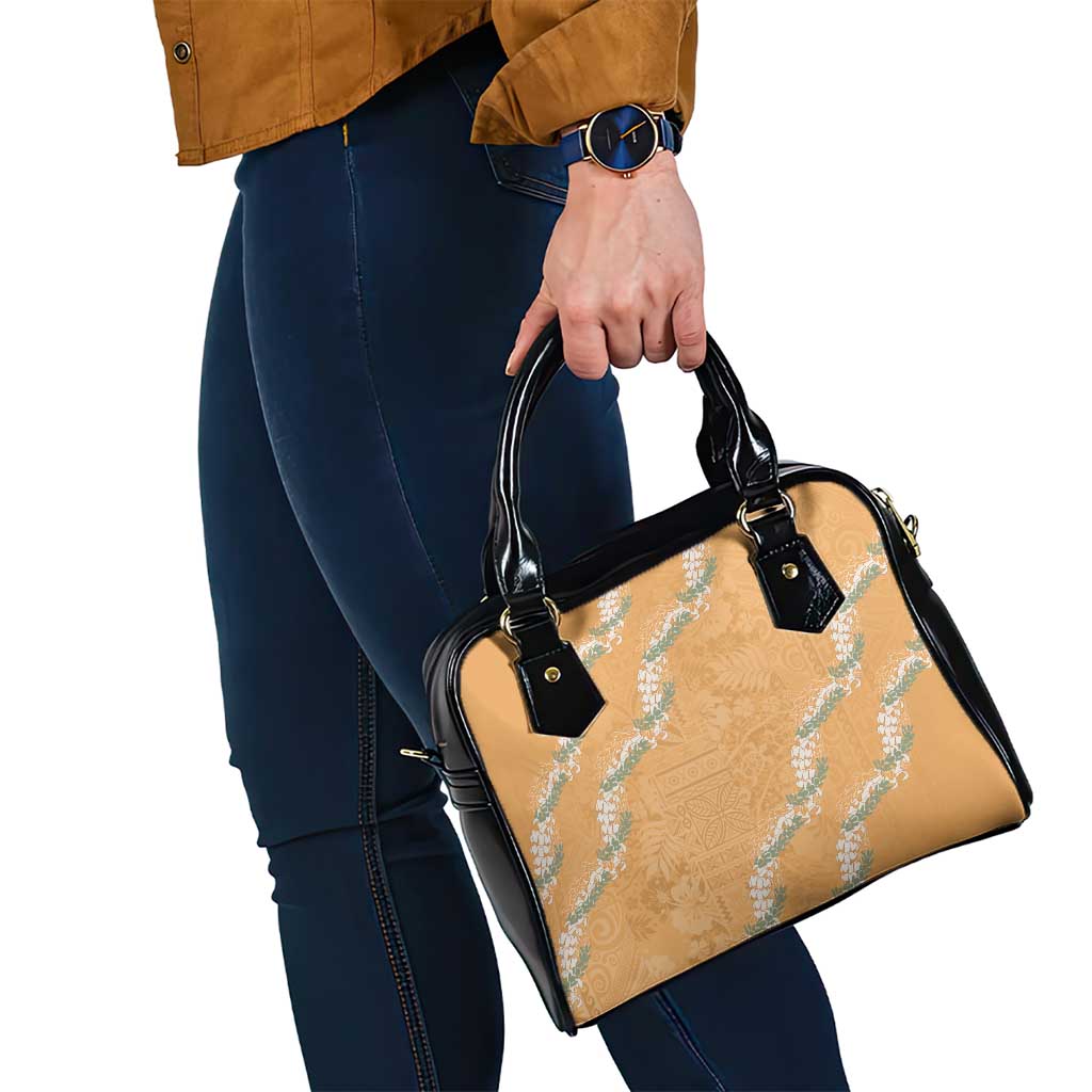 Aloha Pakalana and Puakenikeni Lei Shoulder Handbag Gold Hawaiian Pattern