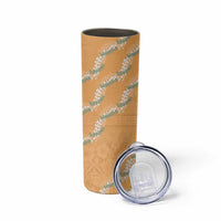 Aloha Pakalana and Puakenikeni Lei Skinny Tumbler Gold Hawaiian Pattern LT9 - Polynesian Pride