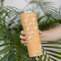 Aloha Pakalana and Puakenikeni Lei Skinny Tumbler Gold Hawaiian Pattern LT9 - Polynesian Pride