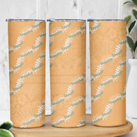 Aloha Pakalana and Puakenikeni Lei Skinny Tumbler Gold Hawaiian Pattern LT9 - Polynesian Pride
