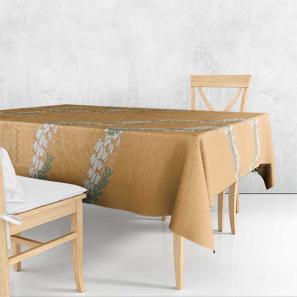 Aloha Pakalana and Puakenikeni Lei Tablecloth Gold Hawaiian Pattern