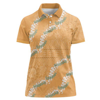 Aloha Pakalana and Puakenikeni Lei Women Polo Shirt Gold Hawaiian Pattern LT9 Female Gold - Polynesian Pride