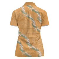Aloha Pakalana and Puakenikeni Lei Women Polo Shirt Gold Hawaiian Pattern LT9 - Polynesian Pride