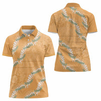 Aloha Pakalana and Puakenikeni Lei Women Polo Shirt Gold Hawaiian Pattern LT9 - Polynesian Pride