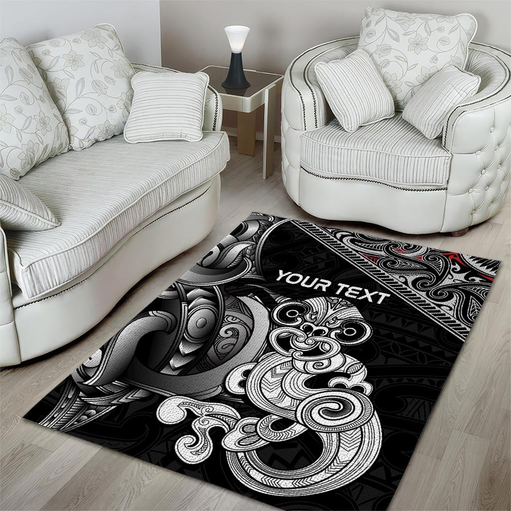 Personalised New Zealand Potae Pango Cricket Area Rug Special Maori Hei Tiki Tribal Tattoo LT9 - Polynesian Pride