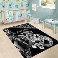 Personalised New Zealand Potae Pango Cricket Area Rug Special Maori Hei Tiki Tribal Tattoo LT9 - Polynesian Pride
