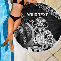 Personalised New Zealand Potae Pango Cricket Beach Blanket Special Maori Hei Tiki Tribal Tattoo LT9 - Polynesian Pride