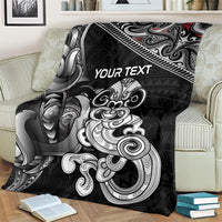 Personalised New Zealand Potae Pango Cricket Blanket Special Maori Hei Tiki Tribal Tattoo LT9 - Polynesian Pride