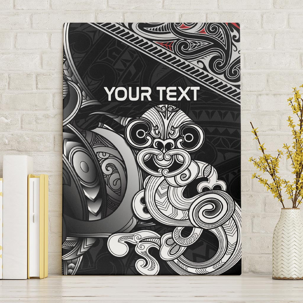 Personalised New Zealand Potae Pango Cricket Canvas Wall Art Special Maori Hei Tiki Tribal Tattoo LT9 Without Frame Black - Polynesian Pride