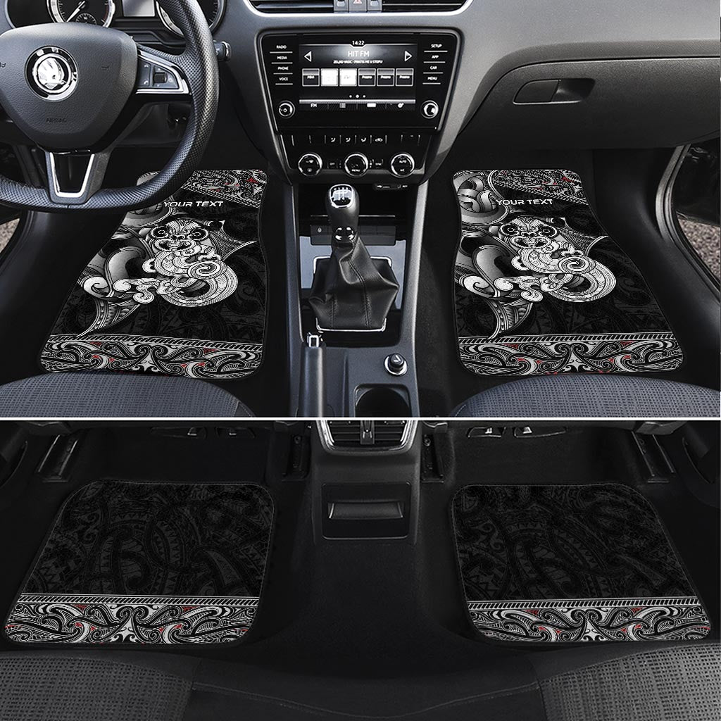 Personalised New Zealand Potae Pango Cricket Car Mats Special Maori Hei Tiki Tribal Tattoo LT9 Set 4pcs Black - Polynesian Pride