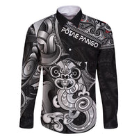 Personalised New Zealand Potae Pango Cricket Family Matching Mermaid Dress and Hawaiian Shirt Special Maori Hei Tiki Tribal Tattoo LT9 Dad's Shirt - Long Sleeve Black - Polynesian Pride