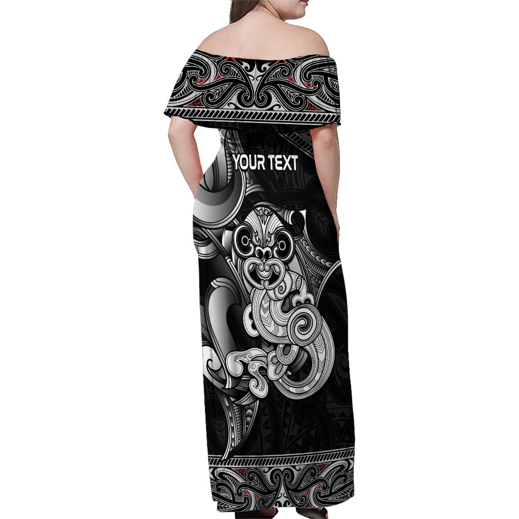 Personalised New Zealand Potae Pango Cricket Family Matching Off Shoulder Maxi Dress and Hawaiian Shirt Special Maori Hei Tiki Tribal Tattoo LT9 - Polynesian Pride