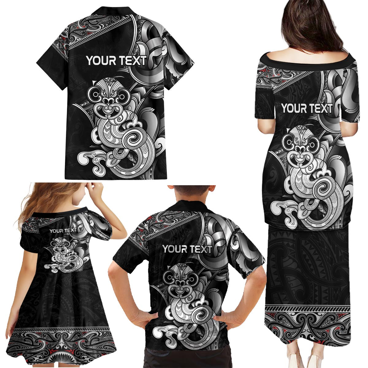 Personalised New Zealand Potae Pango Cricket Family Matching Puletasi and Hawaiian Shirt Special Maori Hei Tiki Tribal Tattoo LT9 - Polynesian Pride