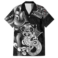 Personalised New Zealand Potae Pango Cricket Family Matching Short Sleeve Bodycon Dress and Hawaiian Shirt Special Maori Hei Tiki Tribal Tattoo LT9 Dad's Shirt - Short Sleeve Black - Polynesian Pride