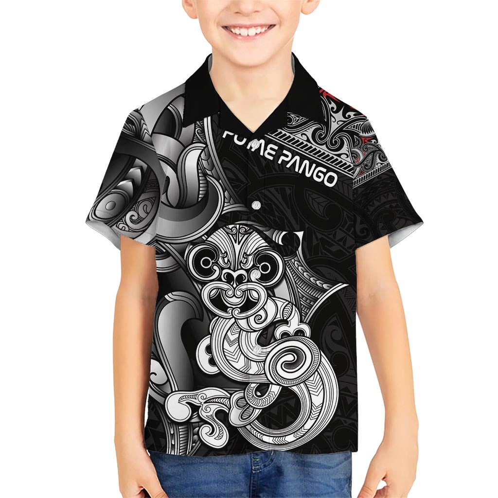 Personalised New Zealand Potae Pango Cricket Family Matching Short Sleeve Bodycon Dress and Hawaiian Shirt Special Maori Hei Tiki Tribal Tattoo LT9 Son's Shirt Black - Polynesian Pride