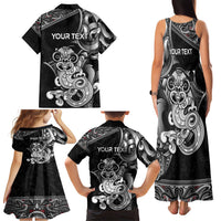 Personalised New Zealand Potae Pango Cricket Family Matching Tank Maxi Dress and Hawaiian Shirt Special Maori Hei Tiki Tribal Tattoo LT9 - Polynesian Pride