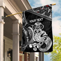 Personalised New Zealand Potae Pango Cricket Garden Flag Special Maori Hei Tiki Tribal Tattoo LT9 House Flag Black - Polynesian Pride