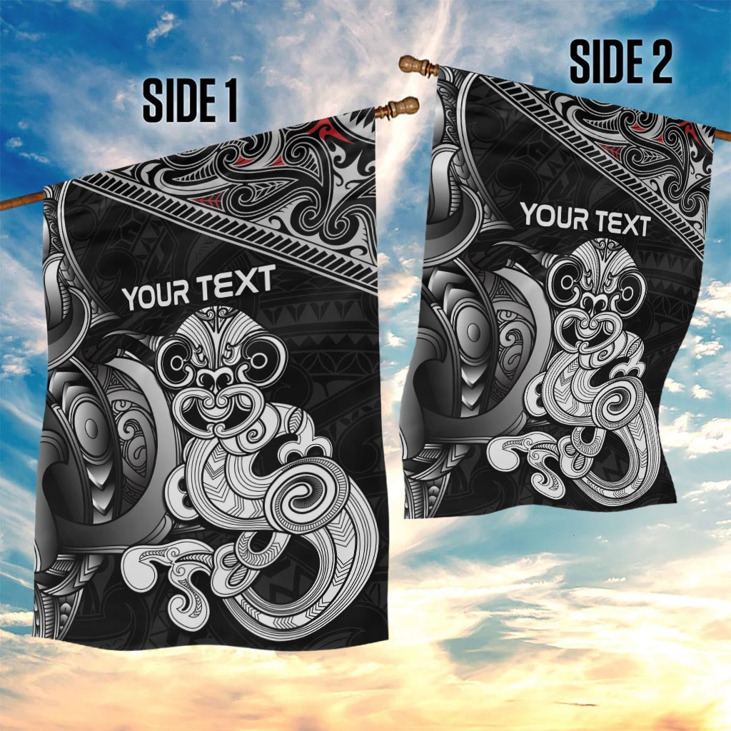 Personalised New Zealand Potae Pango Cricket Garden Flag Special Maori Hei Tiki Tribal Tattoo LT9 - Polynesian Pride