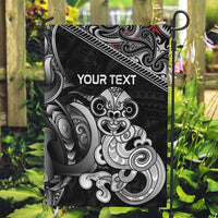 Personalised New Zealand Potae Pango Cricket Garden Flag Special Maori Hei Tiki Tribal Tattoo LT9 Garden Flag Black - Polynesian Pride