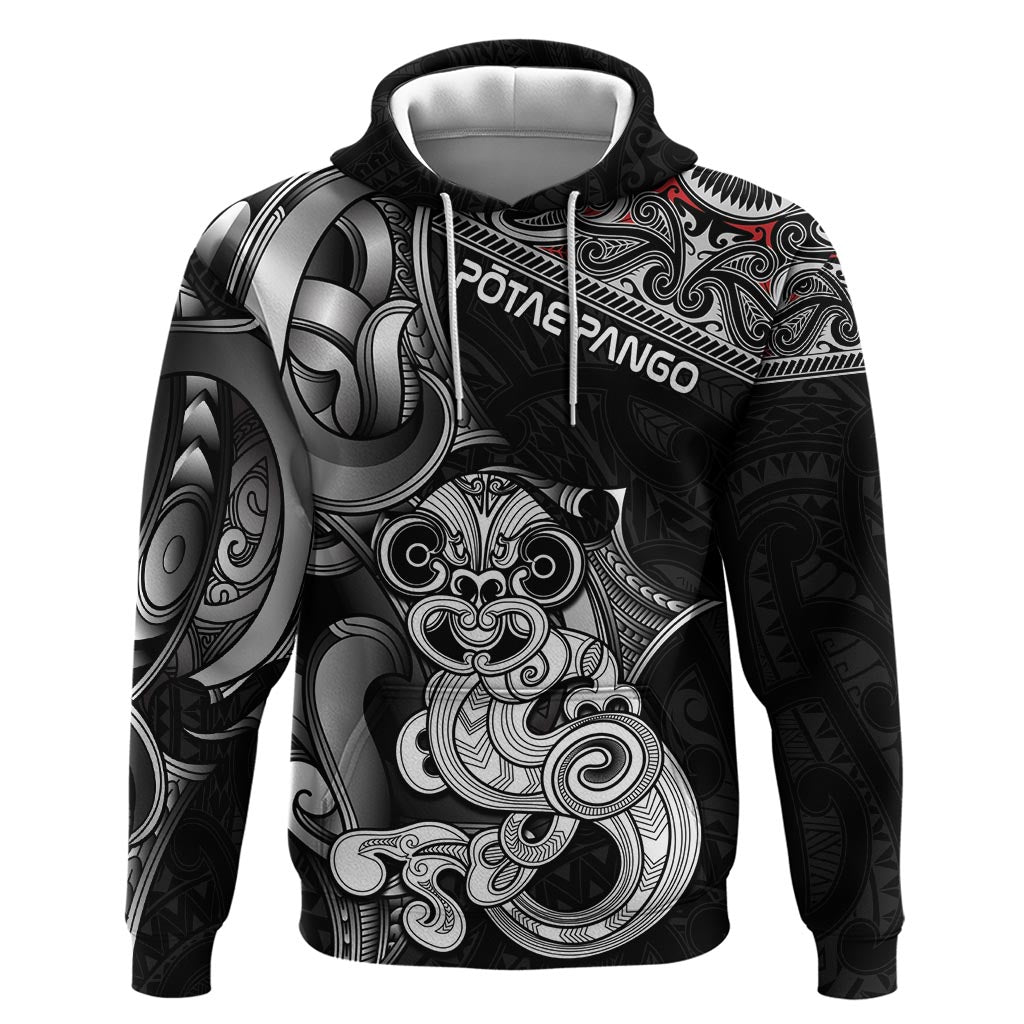 Personalised New Zealand Potae Pango Cricket Hoodie Special Maori Hei Tiki Tribal Tattoo LT9 Pullover Hoodie Black - Polynesian Pride