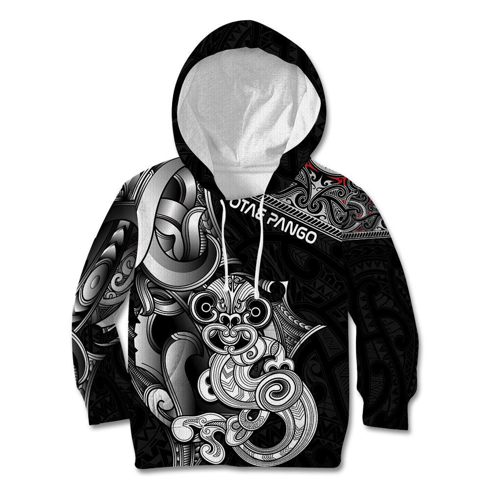 Personalised New Zealand Potae Pango Cricket Kid Hoodie Special Maori Hei Tiki Tribal Tattoo LT9 Hoodie Black - Polynesian Pride