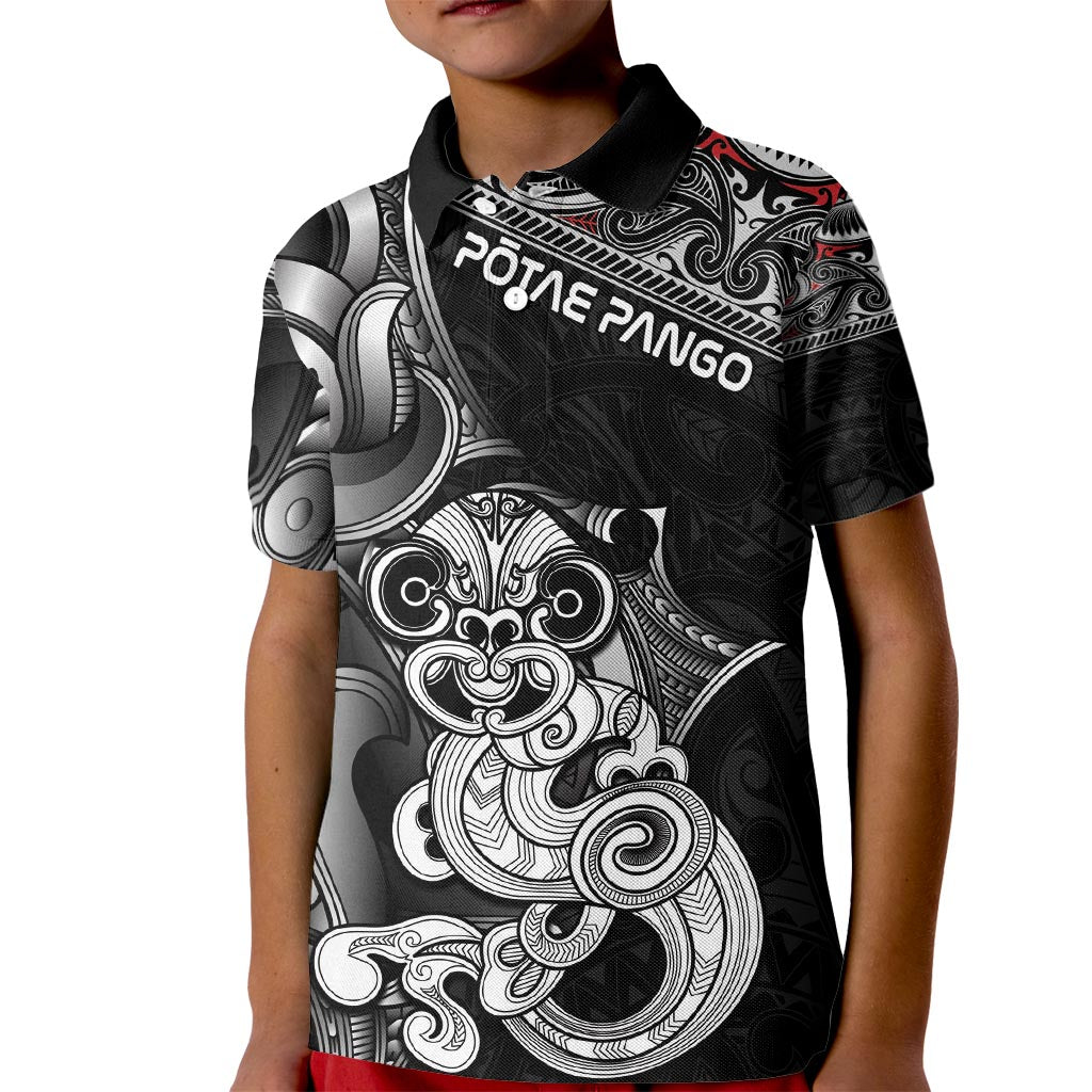Personalised New Zealand Potae Pango Cricket Kid Polo Shirt Special Maori Hei Tiki Tribal Tattoo LT9 Kid Black - Polynesian Pride
