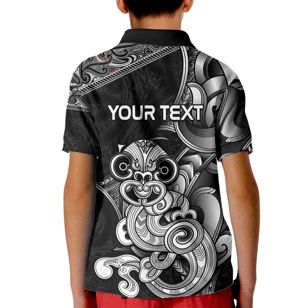 Personalised New Zealand Potae Pango Cricket Kid Polo Shirt Special Maori Hei Tiki Tribal Tattoo LT9 - Polynesian Pride