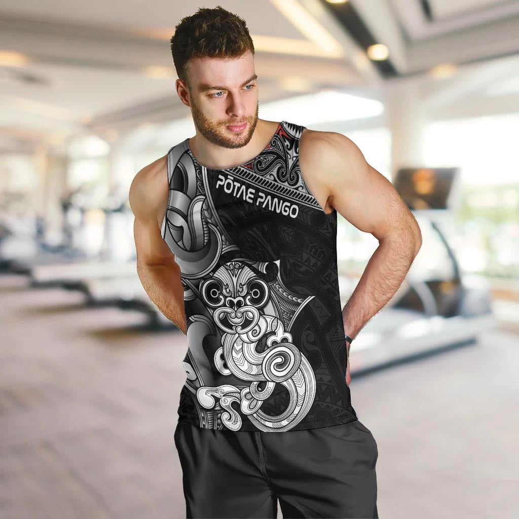 Personalised New Zealand Potae Pango Cricket Men Tank Top Special Maori Hei Tiki Tribal Tattoo LT9 Black - Polynesian Pride