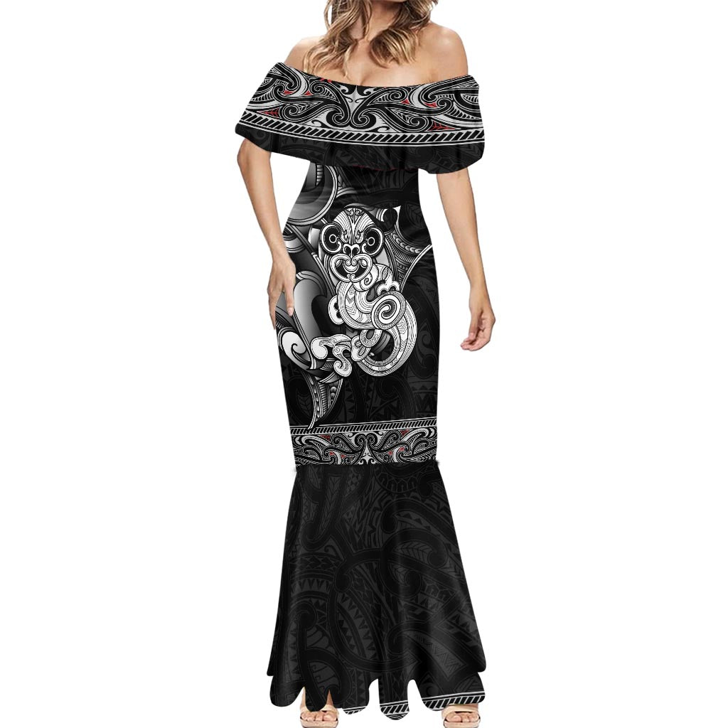 Personalised New Zealand Potae Pango Cricket Mermaid Dress Special Maori Hei Tiki Tribal Tattoo LT9 - Polynesian Pride