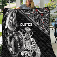 Personalised New Zealand Potae Pango Cricket Quilt Special Maori Hei Tiki Tribal Tattoo LT9 Black - Polynesian Pride