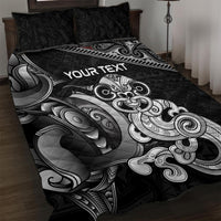 Personalised New Zealand Potae Pango Cricket Quilt Bed Set Special Maori Hei Tiki Tribal Tattoo LT9 Black - Polynesian Pride