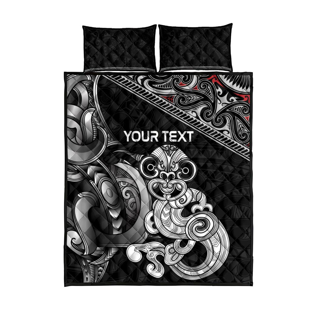 Personalised New Zealand Potae Pango Cricket Quilt Bed Set Special Maori Hei Tiki Tribal Tattoo LT9 - Polynesian Pride