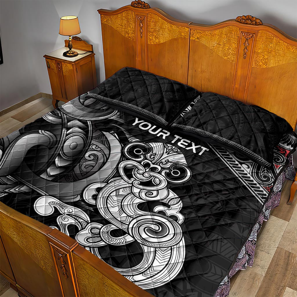 Personalised New Zealand Potae Pango Cricket Quilt Bed Set Special Maori Hei Tiki Tribal Tattoo LT9 - Polynesian Pride