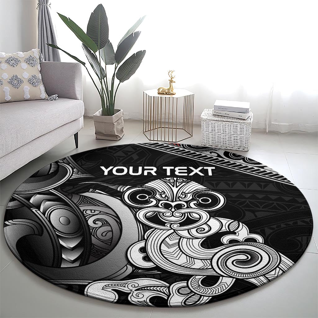 Personalised New Zealand Potae Pango Cricket Round Carpet Special Maori Hei Tiki Tribal Tattoo LT9 - Polynesian Pride