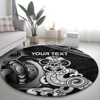 Personalised New Zealand Potae Pango Cricket Round Carpet Special Maori Hei Tiki Tribal Tattoo LT9 - Polynesian Pride
